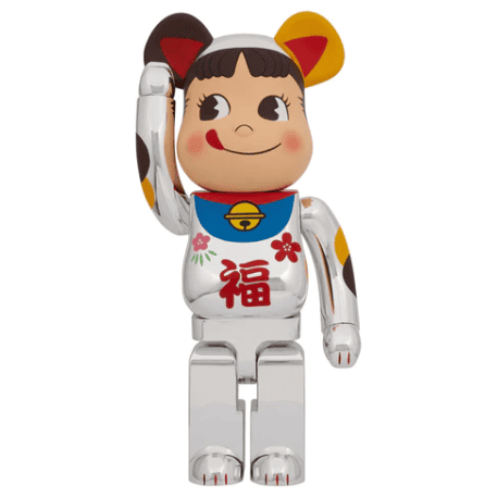 BE@RBRICK MANEKINEKO PEKO-CHAN GOOD LUCK SILVER PLATED 1000％